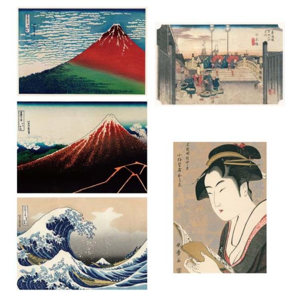 proceedx　名画 3169 絵画お値打ち5枚セット9　歌川広重 葛飾北斎 A3サイズ　送料無料...