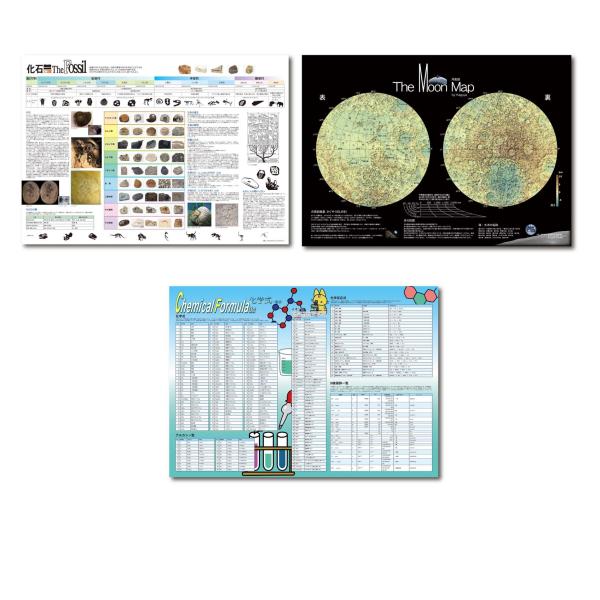 proceedx 3215科学好き必見！月と化学と化石お値打ち3枚セット 日本製