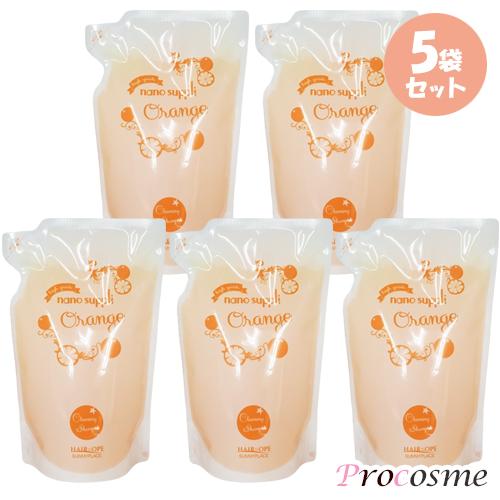 【5袋セット】サニープレイス ナノサプリ クレンジングシャンプー オレンジ 詰替え 800ml×5袋