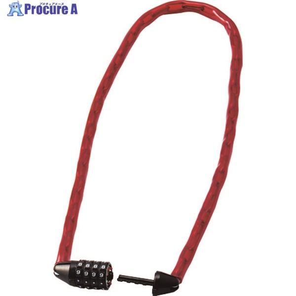 緑十字 チェーンロック(ダイヤル錠タイプ) 赤 CD-100R 全長1000mm フリーダイヤル  ...