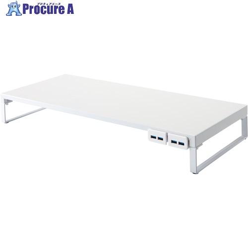 LIHIT デスクボード 机上台(幅590mm・USB3.0ハブ付) 白  ▼114-1530 A7...