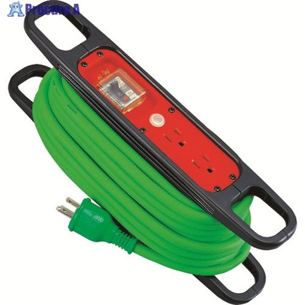 NICHIDO ハンドリール 100V 3芯×10m 緑 アース過負荷漏電しゃ断器付  ▼125-6...