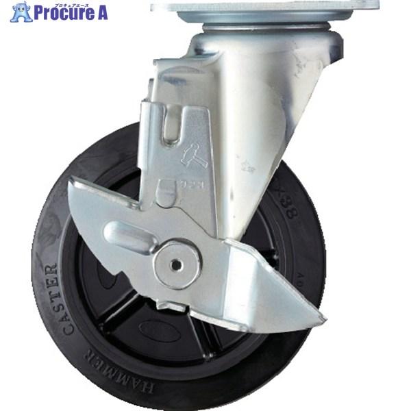 ハンマー 静音旋回式ゴム車輪(ナイロンホイール・ラジアルボールベアリング)150mm ストッパー付 ...