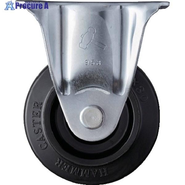 ハンマー 静音固定式ゴム車輪(ナイロンホイール・ラジアルボールベアリング)100mm  ▼212-3...