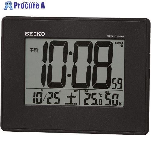 SEIKO 温湿度計付き掛置き兼用電波時計 黒 165×26×127mm  ■▼214-8085 S...