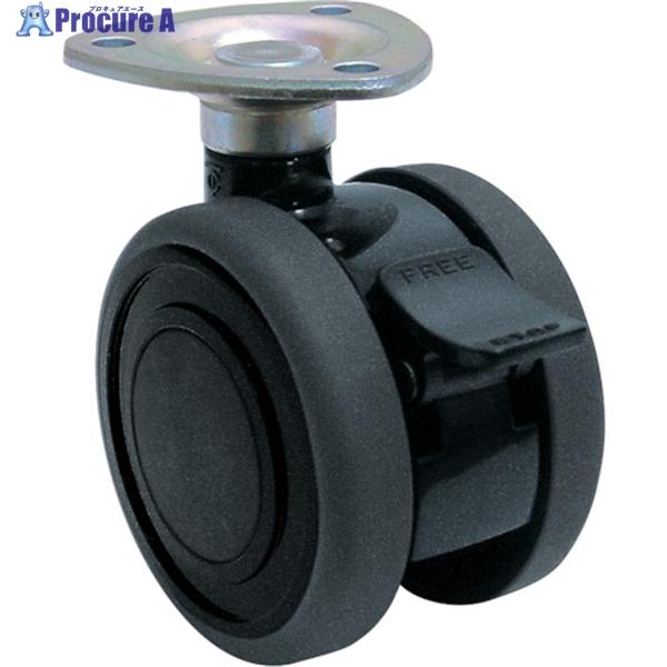 東海 プレート式双輪キャスター(エラストマー車) 60MMストッパー付き 黒色  ▼355-3942...