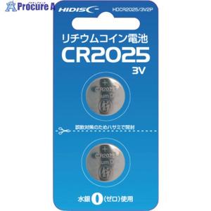 ハイディスク リチウムコイン電池 CR2025 3V 2個パック ▼364-7176 HDCR2025/3V2P 1パック