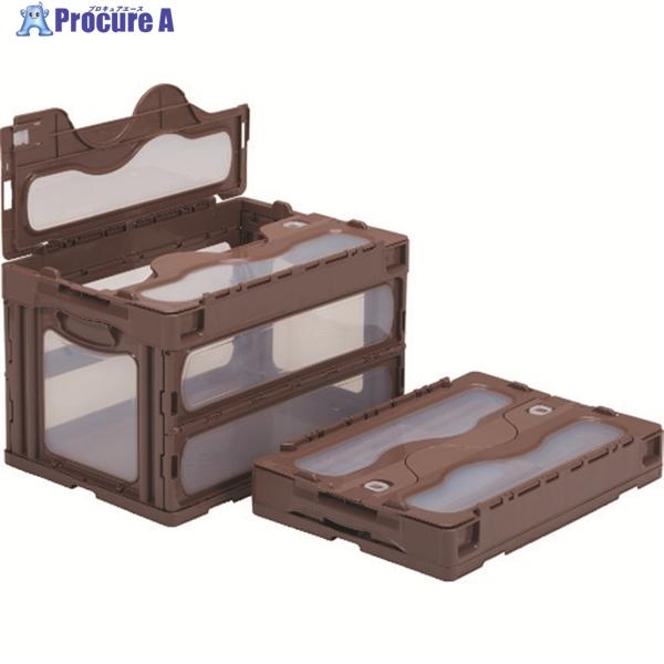 サンコー フタ一体型折りたたみコンテナー 559000 マドコンC-50Bブラウン  ▼432-28...
