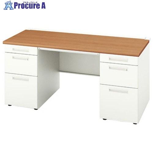 NAIKI 両袖デスク XEHH型/天板:ミディアムウォールナット 本体:クリアーホワイト/W150...
