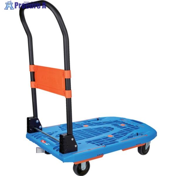 TRUSCO 樹脂台車 カルティオ(新型) 780X490 折畳 ブルー 樹脂ストッパー付  ▼66...