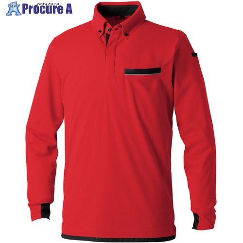 SOWA 7335-50 長袖ボタンダウンポロシャツ(胸ポケット付き) レッド 4L  ■▼675-...