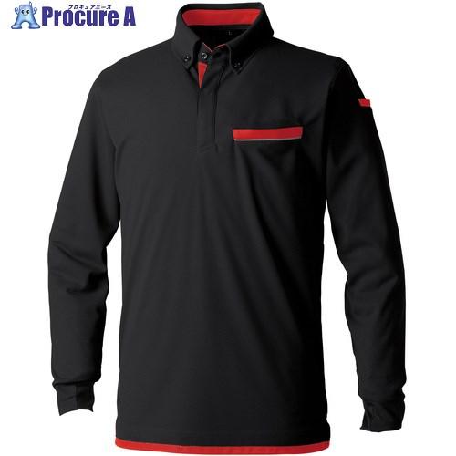 SOWA 7335-50 長袖ボタンダウンポロシャツ(胸ポケット付き) ブラック LL  ■▼675...