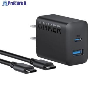 Anker USB充電器 Charger (20W、 2-Port) with USB-C ＆ USB-C ケーブル ブラック ▼688-6259 B2348N11 1台