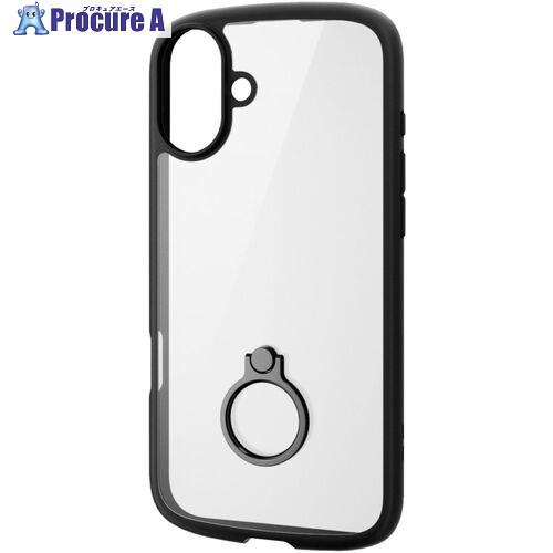 ELECOM iPhone16Plus用タフスリムライトケース フレームカラー 背面クリア リング付...