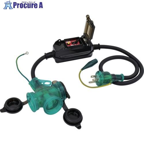 NICHIDO 防雨ポッキン延長ブレーカ 過負荷漏電保護兼用 10A  ▼698-7781 PBW-...