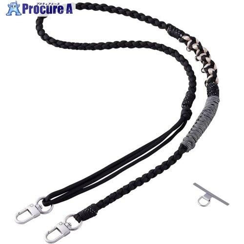 ELECOM スマホショルダーストラップ ストラップホールシート付属 編み物 ブラック  ■▼704...