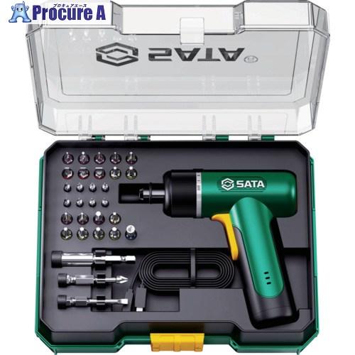 SATA 3.7V 充電式電動ドライバー(ピストル型)32点セット  ▼707-7655 15105...