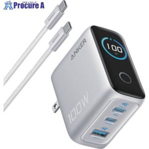 Anker USB充電器 Charger 100W、 3 Ports with USB-C ＆ USB-Cケーブル シルバー ▼717-5527 B121BN41 1台