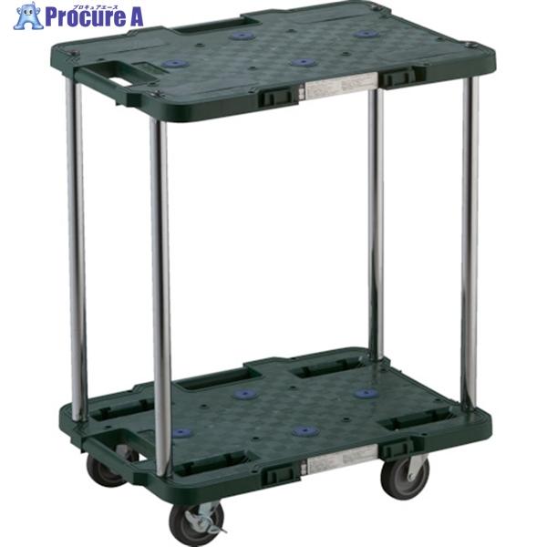 TRUSCO 樹脂製台車 ルートバン 2段式 370X500 4輪自在ストッパー付 緑  ▼780-...