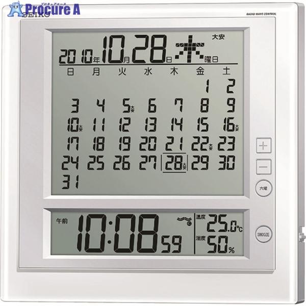 SEIKO 液晶マンスリーカレンダー機能付き電波掛置兼用時計 P枠 白パール  ▼813-2949 ...