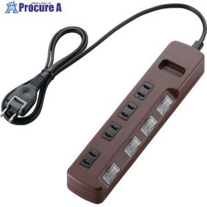 ELECOM OAタップ 雷ガード 個別スイッチ 4個口 1m ブラウン  ▼821-8621 T-BR02-2410BR  1個
