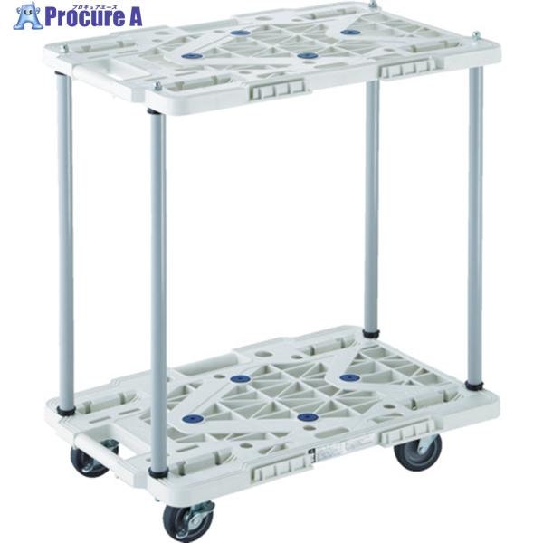 TRUSCO 樹脂製台車 2段式ルートバン 600X400 ハンドル無 4輪自在 ストッパー付 白 ...