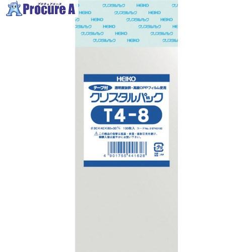 HEIKO OPP袋 テープ付き クリスタルパック T4-8 100枚入り  ▼856-2713 6...