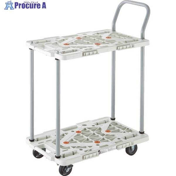 TRUSCO 樹脂製台車 2段式ルートバン 600X400 ハンドル付 4輪自在 ストッパー付 青 ...