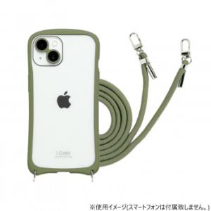 iPhone15/14兼用背面型ケース i.Color Khaki iP23-61-ICSH06