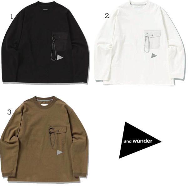 and wander アンドワンダー ヘビーコットン ポケット ロングスリーブ Tシャツ 57432...