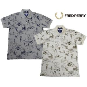 FRED PERRY フレッドペリー ポロシャツ 半袖 メンズ 総柄 プリント ポロシャツ F140...