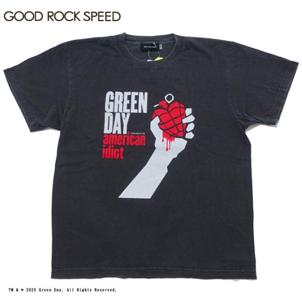 グッドロックスピード Tシャツ 半袖  グリーンデイ チャコール ハンド手榴弾プリント ロックTシャ...