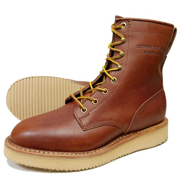 HATHORN BOOTS　ハソーン プレーントゥブーツ　ブラウン