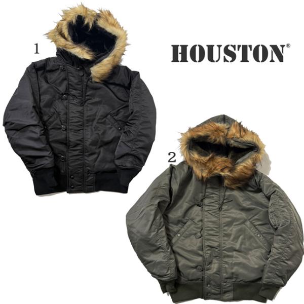 ヒューストン メンズ N-2B フライトジャケット フェイクファー ショート丈 HOUSTON 51...