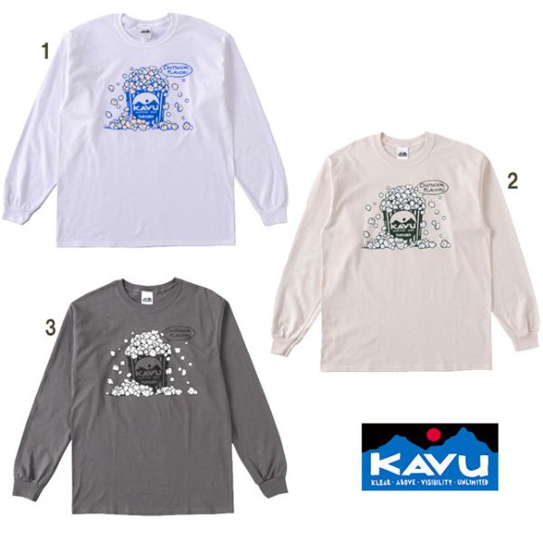 KAVU カブー メンズ ポップコーン ロングスリーブTシャツ プリント 長袖 ロンT