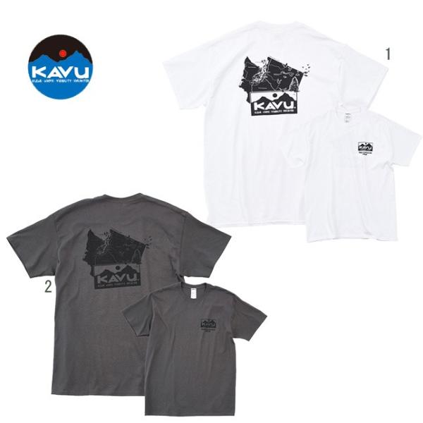 KAVU カブー メンズ ワシントンマップティー ロゴ プリントTシャツ バックプリント