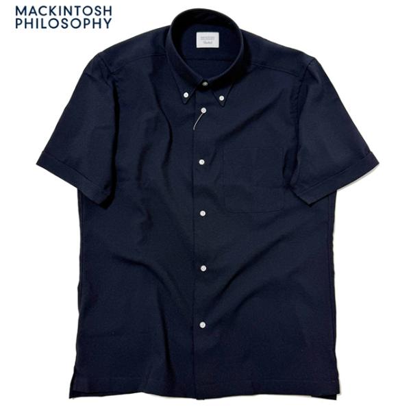 マッキントッシュ フィロソフィー メンズ シャツ 紺 ネイビー トロッター スクエアボタンダウン半袖...