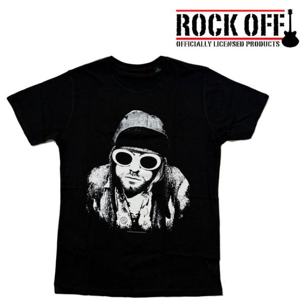 ロックオフ Tシャツ 半袖 ニルヴァーナ カートコバーン 黒 ROCK OFF NIRVANA Ku...