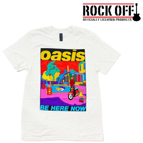 ロックオフ Tシャツ 半袖 オアシス ROCK OFF Oasis BE HERE NOW ホワイト...