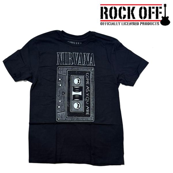 ロックオフ Tシャツ 半袖 ニルヴァーナ カセットテープ 黒 ROCK OFF NIRVANA AS...