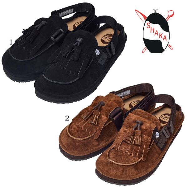 シャカ モック ミュール タッセル スエード キルトタッセル付きミュールサンダル メンズ レディース...