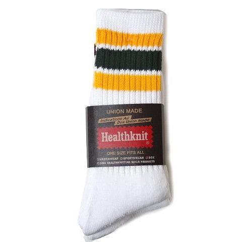 Healthknit ヘルスニット ソックス メンズ 配色3本ラインクルー 3P ソックス 靴下