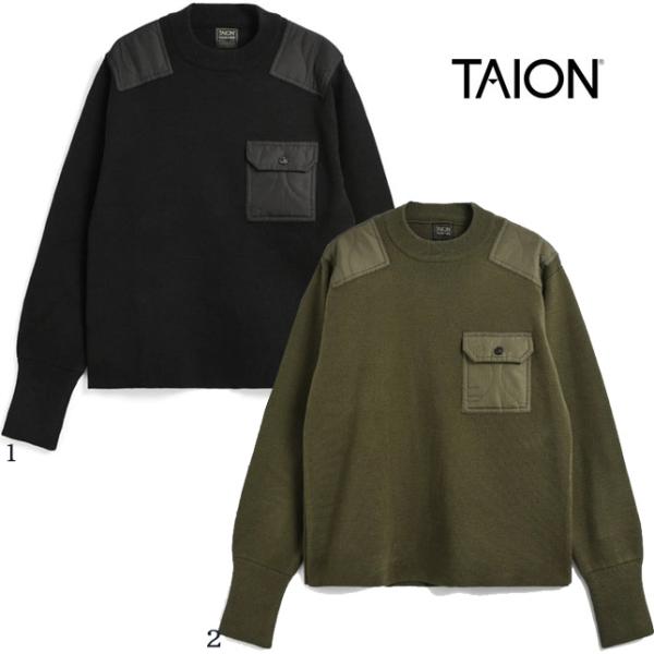 タイオン メンズ レディース 体温 ノンダウン ミリタリー クルーネック ニット コマンド セーター...