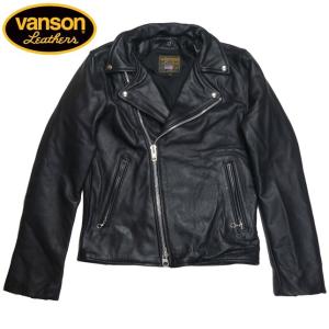 vanson バンソン C2C2D ダブルライダースジャケット レザージャケット 別注 BLACK ブラック｜progres