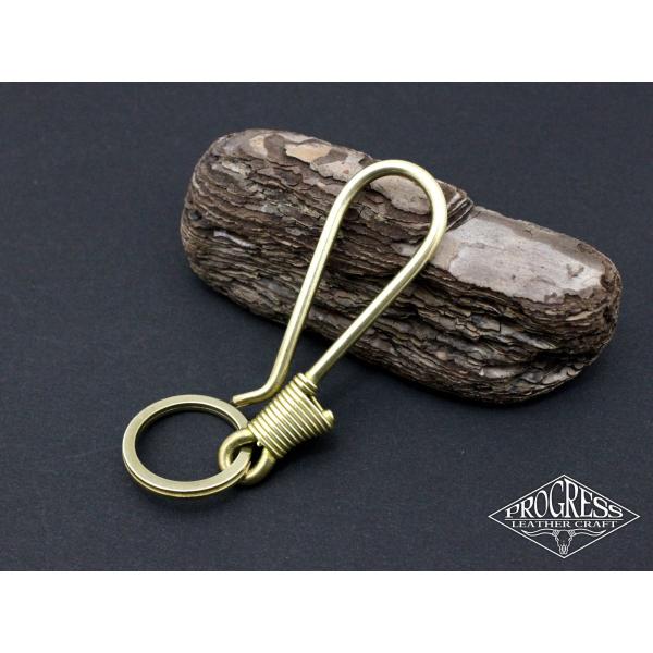 真鍮 ブラス つり針 キーリング コイル巻き 釣り針タイプ フック 平キーリング