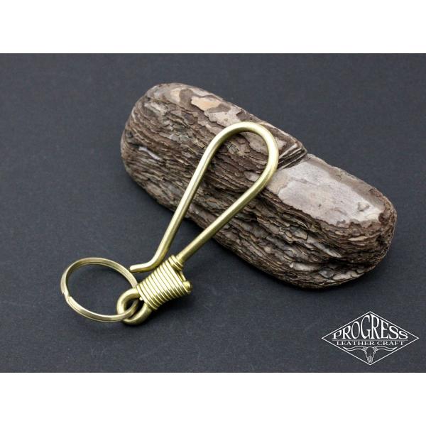 真鍮 ブラス つり針 キーリング コイル巻き 釣り針タイプ フック キーリング