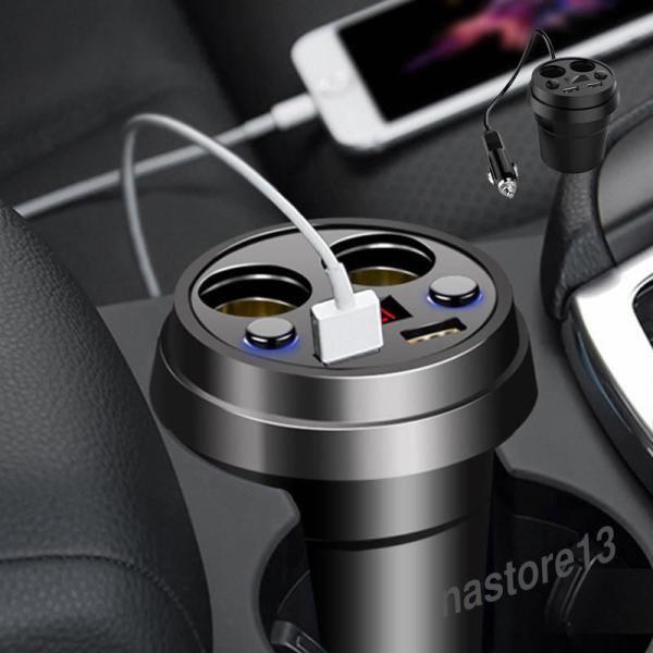 カー用品 増設シガーソケット シガーライター カップ型 24V対応 電圧表示 分配器 充電 2USB...
