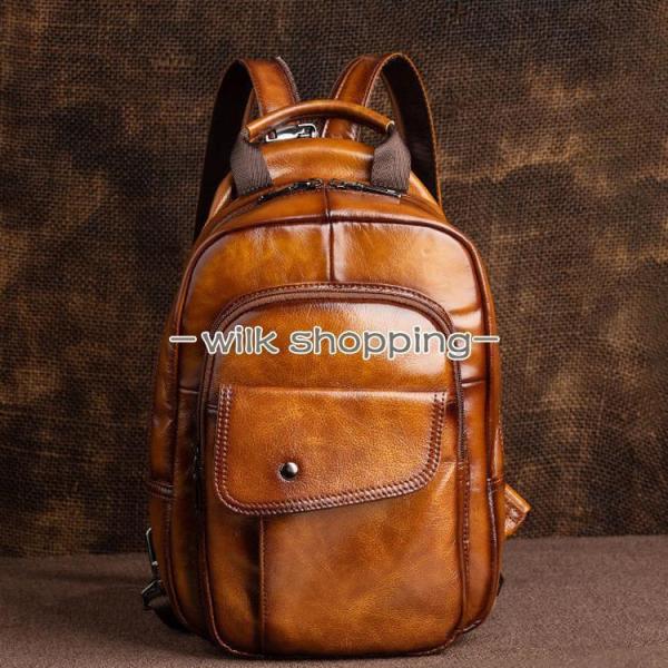 ボディバッグ メンズ 本革　2way 　斜め掛け　ショルダーバッグ 自転車　鞄 レザー　ワンショルダ...