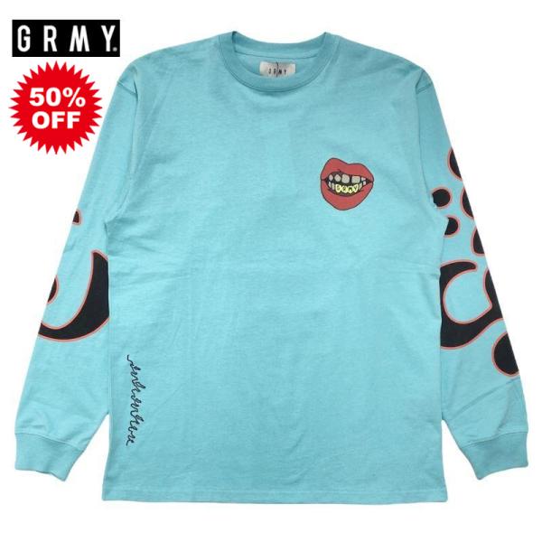 50%OFF GRIMEY　グライミー プリント 長袖 Tシャツ BLUE ブルー L