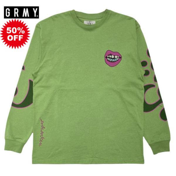 50%OFF GRIMEY プリント 長袖 Tシャツ L GREEN グリーン